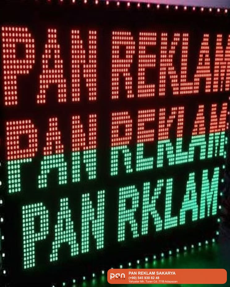 Kayan Yazı (LED Display) – Tek renk ve full renk kayan yazı, P10 ve P5 LED ekran
